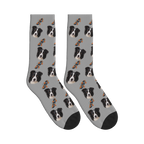Skateboard Session Dog Face Socks in Silver Gray with a custom dog photo
