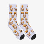 S'mores Dog Face Socks in Lavender with a custom dog photo