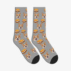 S'mores Dog Face Socks in Silver Gray with a custom dog photo