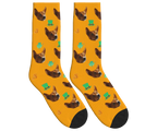 St. Patrick’s Day Socks with Dog Face, Clovers, Hats & Coins - Orange / Crew Socks