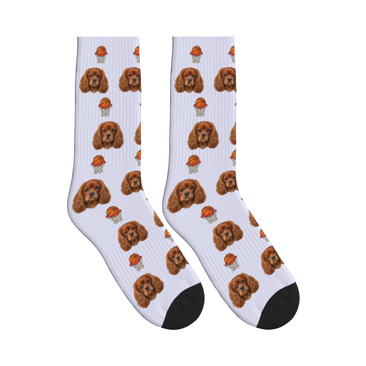 Street Basketball Dog Face Socks in Lavender with a custom dog photo