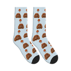 Street Basketball Dog Face Socks in Powder Blue with a custom dog photo