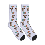 Table Tennis Rally Dog Face Socks in Lavender with a custom dog photo