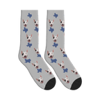 Texas Map Dog Face Socks in Light Gray with a custom dog photo