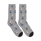 Texas Map Dog Face Socks in Silver Gray with a custom dog photo