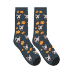 Toast Dog Face Socks in Charcoal Gray with a custom dog photo