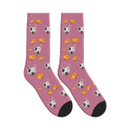 Toast Dog Face Socks in Dusty Rose with a custom dog photo