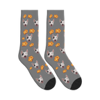 Toast Dog Face Socks in Gray with a custom dog photo