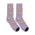 Toast Dog Face Socks in Muted Lilac with a custom dog photo