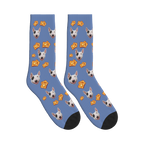 Toast Dog Face Socks in Slate Blue with a custom dog photo