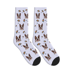 Umbrella Walk Dog Face Socks in Lavender with a custom dog photo