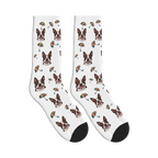 Umbrella Walk Dog Face Socks in White with a custom dog photo