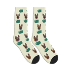 Washington State Map Dog Face Socks in Beige with a custom dog photo