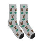Washington State Map Dog Face Socks in Light Gray with a custom dog photo