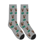 Washington State Map Dog Face Socks in Silver Gray with a custom dog photo