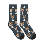 Wedding Dress Dog Face Socks in Charcoal Gray with a custom dog photo