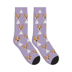 Wedding Dress Dog Face Socks in Muted Lilac with a custom dog photo