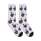 Weekend Bowling Dog Face Socks in Lavender with a custom dog photo