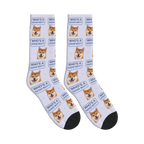 Who's a Good Boy Dog Face Socks in Lavender with a custom dog photo