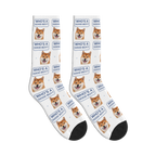 Who's a Good Boy Dog Face Socks in White with a custom dog photo