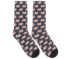 WOOF & Glasses Dog Pattern Socks - Charcoal Gray / Crew Socks