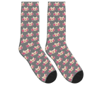 WOOF & Glasses Dog Pattern Socks - Gray / Crew Socks