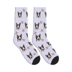 Airplane Dog Face Socks in Lavender with a personalized dog photo