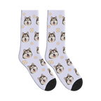 Baseball Dog Face Socks in Lavender with a personalized dog photo