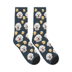 Beer Mug Dog Face Socks in Charcoal Gray with a personalized dog photo