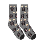 Book Lover Dog Face Socks in Gray with a personalized dog photo