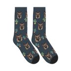 Little Cactus Dog Face Socks in Charcoal Gray with a personalized dog photo