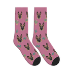 Little Cactus Dog Face Socks in Dusty Rose with a personalized dog photo