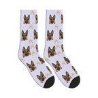 Cheers Dog Face Socks in Lavender with a personalized dog photo
