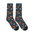 Little Cloud Dog Face Socks in Charcoal Gray with a personalized dog photo