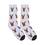 Little Cloud Dog Face Socks in Lavender with a personalized dog photo