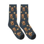 Cookie Dog Face Socks in Charcoal Gray with a personalized dog photo
