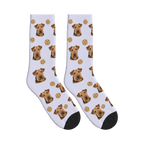 Cookie Dog Face Socks in Lavender with a personalized dog photo