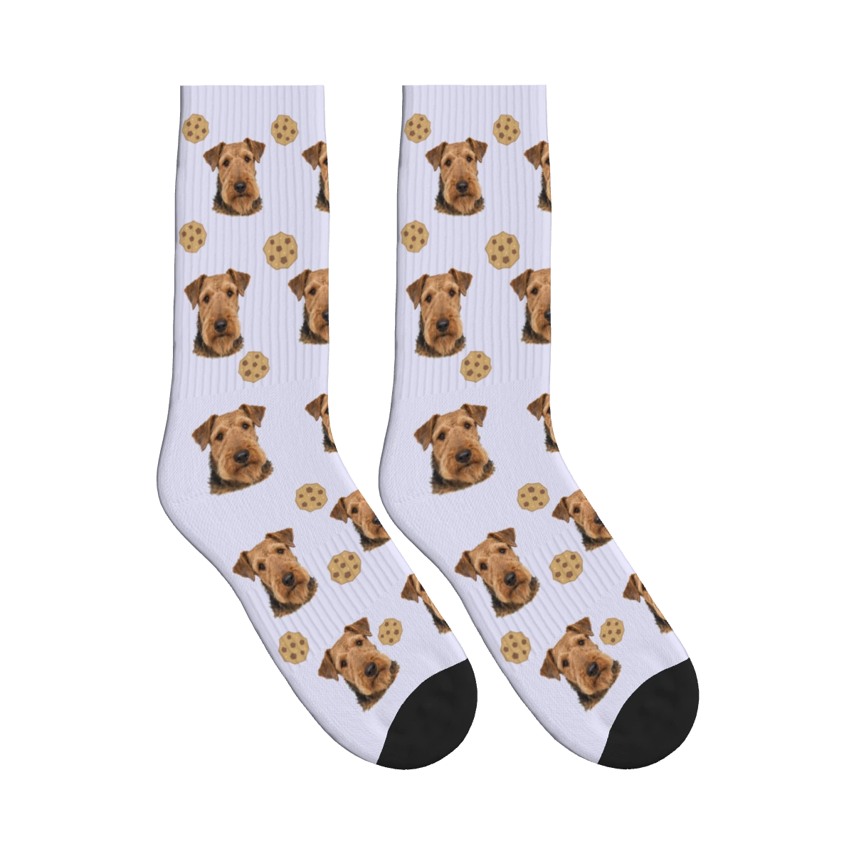 Cookie Dog Face Socks in Lavender with a personalized dog photo