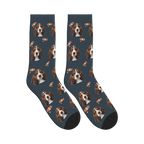Little Collar Dog Face Socks in Charcoal Gray with a personalized dog photo