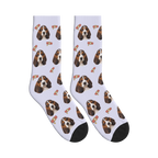 Little Collar Dog Face Socks in Lavender with a personalized dog photo