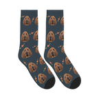 Cupid Arrow Dog Face Socks in Charcoal Gray with a personalized dog photo