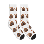 Cupid Arrow Dog Face Socks in White with a personalized dog photo