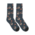Dog Tag Photo Socks in Charcoal Gray with a personalized dog photo