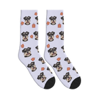 Dog Tag Photo Socks in Lavender with a personalized dog photo