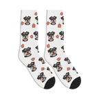 Dog Tag Photo Socks in White with a personalized dog photo