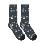 Easter Egg Dog Face Socks in Charcoal Gray with a personalized dog photo