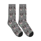 Easter Egg Dog Face Socks in Gray with a personalized dog photo