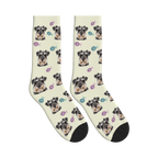 Little Fish Dog Face Socks in Beige with a personalized dog photo