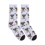 Little Fish Dog Face Socks in Lavender with a personalized dog photo