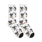 Little Fish Dog Face Socks in White with a personalized dog photo